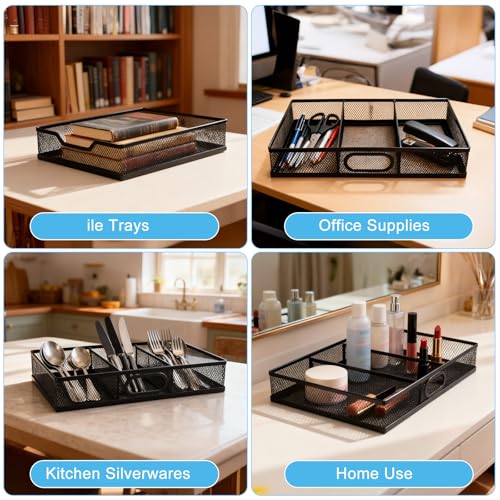 Office Drawer Organizer, 2 Pack Metal Mesh Desk Draw Divider, Versatile Desktop Organizer Tray to Keep Supplies Tidy and Easy to Access, Stackable A4 Paper Holder Tray - style: 2 PACK