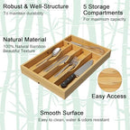 Bamboo Utensil Organizer for Kitchen Drawers, Utensil Tray and Cutlery Silverware Holder,Wood Drawer Dividers with 5 Slots - size: 5 Slots