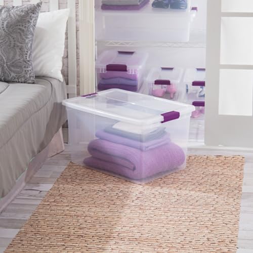 Sterilite 6 Pack 66 Quart ClearView Latch Box, Stackable Organizer Bins with Latching Lids - Clear Plastic Organization Containers for Closet, Bedroom, Shelving Units and Everyday Home Storage - size: 6 Pack, style: 66 Quart