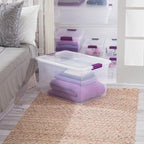 Sterilite 6 Pack 66 Quart ClearView Latch Box, Stackable Organizer Bins with Latching Lids - Clear Plastic Organization Containers for Closet, Bedroom, Shelving Units and Everyday Home Storage - size: 6 Pack, style: 66 Quart