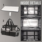 SCAVATA Wearable Cleaning Caddy, Cleaning Caddy Supplies Organizer with Handle & Shoulder Straps for Housekeepers, Under Sink & Car Cleaning Tool Organizers Bag with 4 Foldable Divider (Beige) - color: Beige