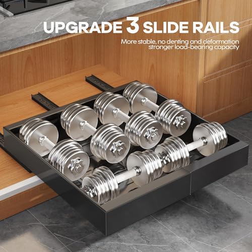 Seinloes 2 Pack Expandable Pull Out Cabinet Organizer 16.5"Deep With Raising Pad for Framed Cabinets,Upgrade 3 Slide Rails Slide Out Drawers,No Drill Roll Out Shelves,Adjustable Width 12.2"-20.4"Black - color: Black, size: 16.5"D x 12.2"-20.4"W(2Pack)