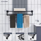 KOKOSIRI Bath Towel Rack with Double Towel Bars 32-Inch Bathroom Towel Shelves Towel Holder Wall Mounted Stainless Steel, Matte Black, B6005BK-L32 - color: Matte Black, size: 32 Inch