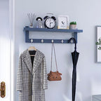 SMIBUY Coat Hooks with Shelf Wall-Mounted, 29.2 Inch Entryway Coat Rack for Wall, Bamboo Hanging Shelf with 5 Double Metal Hooks for Bathroom, Bedroom, Kitchen, Living Room, Mudroom (Grey) - color: Gray