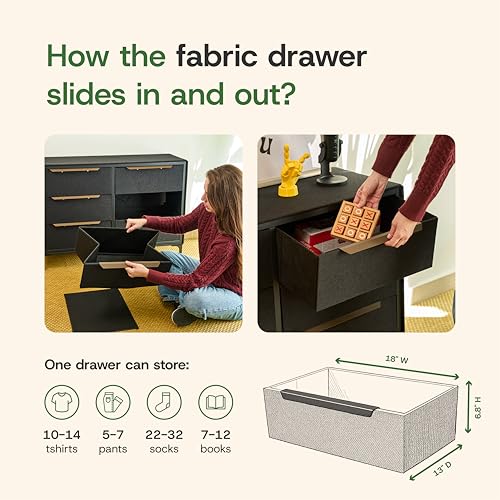 tinge Naima Premium 6 Drawer Fabric Dresser - Heavy Duty Metal Frame with Sag-Proof Storage Drawers for Clothes - Durable Orange Bedroom Chest & Sleek Metal Handles - color: Golden Hour (Orange), size: 14"D x 39.5"W x 28"H (6 Drawers)