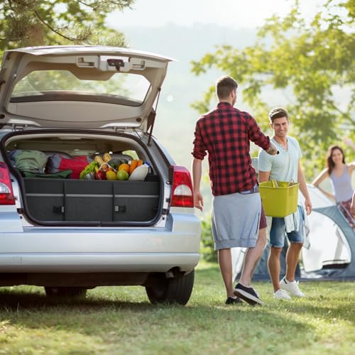 Heavy-Duty Trunk Organizer & Multi-Compartment Storage Box for SUV/Sedan/Minivan,600D Waterproof Oxford,2 Securing Hooks & Reflective Strips-Large Capacity Organiser(92L) - size: 92l (Organizer Only)
