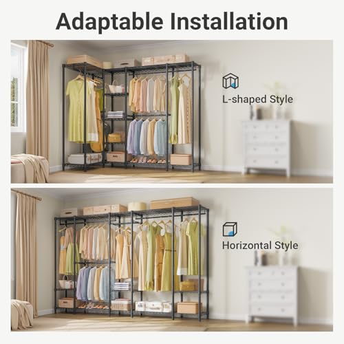 VIPEK V50 Heavy Duty Clothes Rack, Extra Large Freestanding Garment Rack with Adjustable Shelves, Open Closet Storage System for Bedroom, Reach-in/Walk-in Closet, 1300 lbs Capacity, Black - color: Black