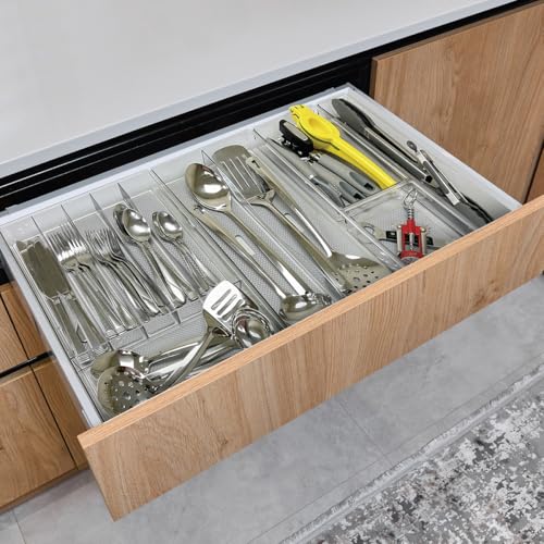 Glad Drawer Organizer Bin, 6x6 - Heavy Duty Clear Plastic Storage Tray for Junk Drawers, Kitchen Utensils, Bathroom Vanity, and Organizing Pantry - BPA Free, Food Safe, Non Slip - size: 6x6
