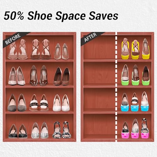 Shoepal Shoe Slots Organizer – Adjustable Shoe Rack Stacker & Storage Space Saver | Double Deck Shoe Holder for Closet, Sneakers & Heels | Multicolor Pack of 4 - color: Multicolor, size: 4