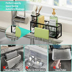 HapiRm Sponge Holder for Kitchen Sink - Self-draining Sink Caddy with Brush and Dishcloth Holders with Sloping Drainage - Black - color: Black-sloping, size: with Dishcloth Holder