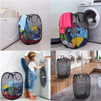 Larpur 3 Pack Pop Up Laundry Hampers, Collapsible Mesh Laundry Baskets, Portable Foldable Clothes Hampers for Dorm, Home, Bedroom, Bathroom, RV Cruise, Black - color: 3pcs-Black