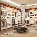 VOWNER 50'' Freestanding Closet System with Drawers & Adjustable Shelves & Rod, Wood Walk in Closet Organizer System, Shelving Unit, Garment Rack, Armoire Wardrobe Closet Bedroom White, BC - color: White