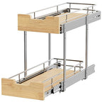 Sikarou Pull Out Cabinet Organizer,Heavy-Duty Slide Out Shelf, Wood and Wire Basket, Pull Out Drawer for for Kitchen Under Sink Space, Pantry, Bathroom, 2 Tie 9 * 21 in - size: 2-TIE 9*21 WM