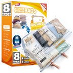 TAILI 8 Pack Vacuum Storage Bags, LONG SIDE ZIP (4 Large+4 Jumbo), Multi-Size Vacuum Seal Bags for Clothing, Storage Bulky Beddings, Blankets and Clothes, Space Saver for Closet Organization - size: 8 Combo