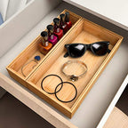 Utensil Organizer Silverware Drawer Organizer - Stackable Bamboo Flatware Caddy Cutlery Holder, Wooden Storage Boxes Tray for Bedroom,Office, Bathroom, Vanity & Garage Tool Organization(12"3"2.5") - size: 12x3x2.5inch