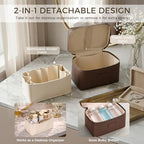Makeup Bag Vanity Case for Women – Portable Cosmetic Bag Makeup Bag Organizer Travel Toiletry Bag with Removable Divider - color: Dark Brown