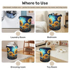 Starry Sky Sunflower Laundry Basket - Heavy Duty 60L Dirty Clothes Organizer, Water Resistant Foldable Hamper for Men Women - color: Starry Sky Sunflower