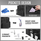 SCAVATA Wearable Cleaning Caddy Bag, Supplies Organizer with Handle & Shoulder Straps for Housekeepers, Under Sink & Car Cleaning Tool Organizer with 4 Foldable Dividers (Black) - color: Black