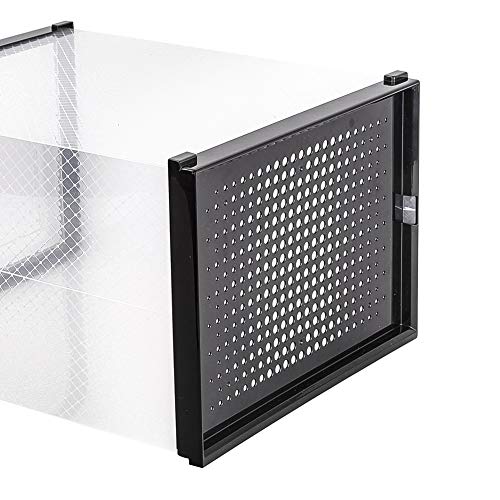 OnDisplay Clik Stackable Interlocking Shoe Box System (Medium Clear/Black, Set of 2) - color: Medium Clear/Black, size: Set of 2