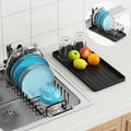 ANTOPY Sink Dish Drying Rack - Expandable Small Dish Rack Over Sinks with Silicone Drying Tray, Dish Drainer for Kitchen Counter with Cutlery Holder, Drying Rack Fit for 14’’-19’’ Kitchen Sink - style: In Sink (Small)