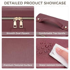 Makeup Bag Vanity Case for Women – Portable Cosmetic Bag Makeup Bag Organizer Travel Toiletry Bag with Removable Divider - color: Burgundy