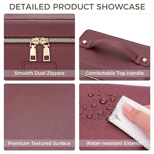 Makeup Bag Vanity Case for Women – Portable Cosmetic Bag Makeup Bag Organizer Travel Toiletry Bag with Removable Divider - color: Burgundy