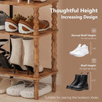 Veegle Shoe Rack,3 Tier Shoe Organizer with Solid Wood Legs for Closet, Entryway, Garage & Corridor, Easy Assembly Shoe Shelves,Rustic Brown