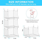 3-Tier Foldable Laundry Basket Organizer with Rotating Hooks - Space-Saving Over Washer and Dryer Shelf for Laundry Room Organization and Storage, Durable Wire Shelving Unit, White