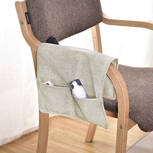 IPENNY Couch Sofa Armrest Organiser Chair TV Remote Holder Bed Storage Pocket Bag for Cellphone Tablet Notepad Book Magazines DVD Eyewears Drinker Snacks Holder Pouch - color: Beige (Dual Pockets on each end)
