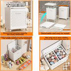 WESAPPINC Rolling Laundry Hamper with Wheels and Lid, Plastic Laundry Basket with Handle, Rolling Divided Cart for Small Spaces, Bathroom, Bedroom, White - color: 100L White