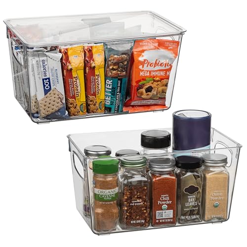 CLEARSPACE Plastic Pantry Organization and Storage Bins with Lids - Perfect Kitchen Organization or Kitchen Storage - Fridge Organizer, Refrigerator Organizer Bins, Cabinet Organizers - size: 10"L x 6"W x 5"H