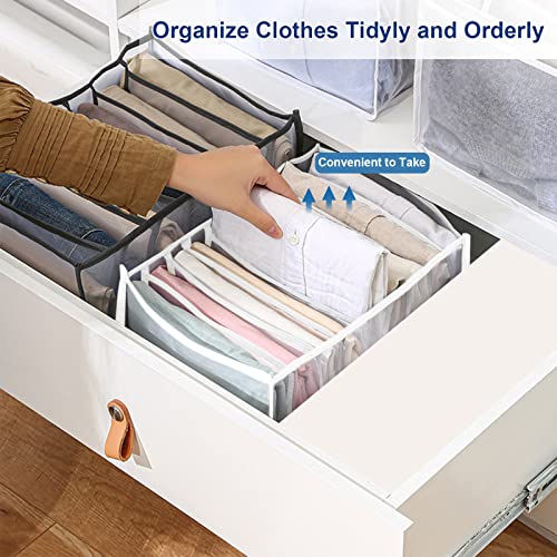 KesaPlan 2Pcs Wardrobe Clothes Organizer, 9Grids Visible Foldable Closet Organizers, Compartment Storage Box with Mesh Separation, Washable Drawer Dividers Organizers for T-Shirt & Shirts (Shirts) - color: Shirts