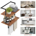 Wall Mounted Towel Rack for Bathroom, Bath Storage Holder 3-Tier Steel Wood Towel Shelf with Bar, Rustic Brown - color: Rustic Brown