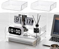 Gagee Set of 2 Office Organization and Storage, Clear PET Letter Tray Desk Organizer, Stackable Document Organizer for Notes, Pens, File Paper, Desk - size: 2 Horizontal