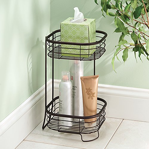 iDesign Forma Free Standing Bathroom or Shower Storage Shelves for Towels, Soap, Shampoo, Lotion, Accessories - 2 Tier, Bronze - color: Bronze
