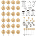 Measuring Cup and Spoon Organizer, 24 Pack Adhesive Wood Hooks for Hanging with 12 Kitchen Conversion Chart Stickers, Kitchen Hooks for Space Saving Storage - style: 24 Pcs Wood Hooks with Stickers
