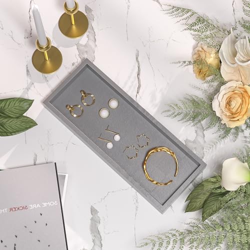 ZHWS Bathroom Vanity Tray for Toilet Tank, Perfume, Jewelry, Candle, Makeup, Decorative Tray, Kitchen Tray Counter Organizer for Soap Dispenser, Coffee Table Silver 11.3”L x 4.4”W x 1.14”H - color: Silver, size: 11.3" x 4.4" x 1.1"