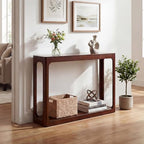 Giantex 47" Wood Console Table, 2-Tier Mid Century Modern Entryway Table w/Storage Shelf, Narrow Sofa Table w/Solid Rubber Wood Frame, Behind Couch Table for Hallway, Living Room, Foyer