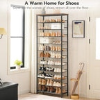 HOOBRO Shoe Rack for Entryway, 12-Tier Shoe Storage Organizer, Large Capacity for 33-36 Pairs of Shoes, Standing Shoe Shelf, Closet, Hallway, Adjustable Mesh Shelves, Rustic Brown and Black BF51XJ01