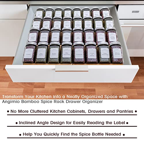 Bamboo Spice Rack Drawer Organizer - 8 Pieces Set- 7" Wide Per Piece - Combine Pieces Into 14" Wide Rack (7" or 14") - size: 14"