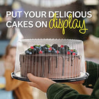 10 - 11" Plastic Disposable Cake Containers Carriers with Dome Lids and Cake Boards | 5 Round Cake Carriers for Transport | Clear Bundt Cake Boxes / Cover | 2-3 Layer Cake Holder Display Containers