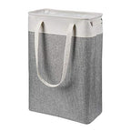 i BKGOO Laundry Basket with Handles Beige&Grey-Slim Laundry Bin Collapsible Dirty Clothes Basket Narrow Laundry Bag Foldable Dirty Hamper for Camping, Dorms, Apartments - color: Beige-Grey