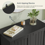 Iwell Bathroom Cabinet, Bathroom Storage Cabinet with 2 Doors & 3 Shelves, 3 Heights Available, for Living Room, Entryway, Kitchen, Home Office, Black - color: Black