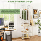IBUYKE Coat Rack with Shelves, Freestanding Hall Tree with 3 Shelves and 8 Hooks, Industrial Clothes Stand for Entryway, Hallway, Bedroom, Natural UTMJ088R - color: Natural