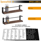 SpaceAid Spice Rack Organizer for Cabinet Door or Wall Mount (4 Pack) with 415 Spice Labels - Wood Hanging Seasoning Shelf for Cupboard Pantry or over the Stove - style: Empty Racks