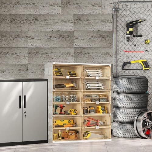 24 Pairs Shoes Storage Cabinet of 3-Step Fast Installation,Plastic Shoe Box with Clear Magnetic Door for Display, Shoe Organizer for Sneaker, Sandals, Heels (2 Row, 6 Tier) - size: 6Tier
