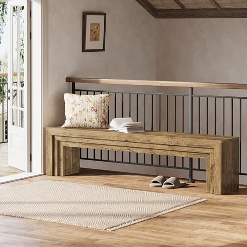 Tribesigns 71" Extra Long Entryway Bench, Modern Farmhouse Shoe Bench Wooden Indoor Seating with Layered Design for Hallway, End of Bed, Living Room, Sofa Back, Dining Room, Brown - color: Brown