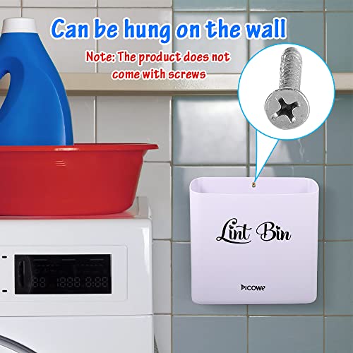 Picowe Magnetic Laundry Storage, Large Lint Holder Bin for Laundry Room, Space-Saving Trash Container Hanging on Dryer, Washer or Wall Mount (Gray White) - size: L Design - White