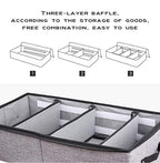AARAINBOW Foldable Under Bed Clothes Organizer with Lid, Underbed Storage Container with Adjustable Dividers, Clear Window, Gray - color: Gray