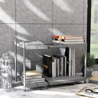 Simple Houseware Under Sink 2-Tier Heavy Duty Expandable Rack Organizer, Adjustable Width 15.75–25 Inches with 4 Shelf Height Levels, Silver - color: Silver